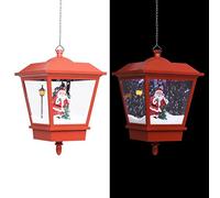 LoogCape Lampada a sospensione natalizia a LED con motivo a neve e Babbo Natale rosso, 27 x 27 x 45 cm, illuminazione per interni ed esterni, con timer, telecomando, catena