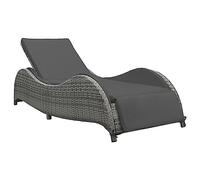 LoogCape Lettino prendisole con cuscino in polyrattan resistente alle intemperie, colore antracite, con schienale regolabile, cuscino rimovibile, ideale per giardino, terrazza, balcone, piscina