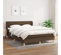 LoogCape Letto a molle con materasso da 140 x 190 cm, in tessuto marrone scuro, con testiera e spazio per un sonno confortevole nei letti dei bambini e degli ospiti, letto imbottito durevole