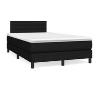 LoogCape Letto a molle con materasso, nero, 120 x 190 cm, rivestimento in tessuto, testiera regolabile in altezza, materasso a molle insacchettate, supporto medio, per un sonno riposante