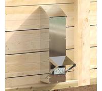 LoogCape Mangiatoia automatica per polli, argento, 13 x 12 x 51 cm, in acciaio zincato, resistente alle intemperie, durevole, per interni ed esterni, con capacità di 5 kg