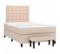 LoogCape Materasso a molle cappuccino marrone 120 x 190 cm, telaio in ecopelle con testiera regolabile in altezza, materasso a molle insacchettate per dormire riposanti, mobili camera da letto