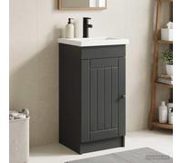 LoogCape Mobile da bagno con lavandino, nero, 42 x 40 x 84,5 cm, in legno, mobiletto sottolavabo con ante e vano portaoggetti per mobili da bagno