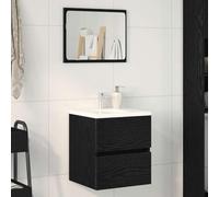 LoogCape Mobile sottolavabo in rovere nero, 41 x 38,5 x 45 cm, da appendere, set di mobili da bagno, per il bagno