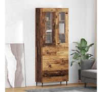 LoogCape Mobiletto alto di alta qualità con cassetti, 2 pezzi, in legno anticato, design moderno, per soggiorno, sala da pranzo, corridoio, ufficio, spazio e organizzazione