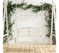 LoogCape Panca a dondolo in acciaio per giardino, terrazza e veranda con superficie resistente alle intemperie, comodo schienale, funzione reclinabile e elegante design bianco anticato per rilassarsi