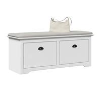 LoogCape Panca da corridoio BODO bianca, cassapanca con 2 cassetti in legno di pino massello e materiale di legno, 114 x 40 x 45 cm, per corridoio, ingresso e scarpiera