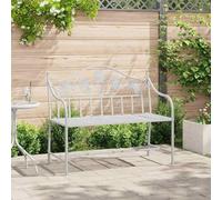 LoogCape Panca da giardino bianca anticata in acciaio, 104 x 52,5 x 89 cm, per 2 persone, con braccioli, per giardino, terrazza, balcone, resistente alle intemperie e facile da pulire