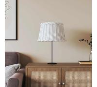 LoogCape Paralume bianco Ø 45 x 28 cm in vimini con supporto in ferro per lampade da soffitto e da tavolo, copertura di illuminazione versatile per soggiorno, camera da letto, sala da pranzo