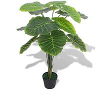 LoogCape Pianta artificiale di taro con vaso, 85 cm, verde, pianta artificiale durevole, fiori di seta realistici per soggiorno, balcone o ufficio, vaso incluso, facile da pulire, decorazione della