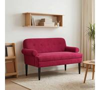 LoogCape Poltrona a due posti, in velluto rosso vinaccia, con chiusura a bottoni, 120 x 66 x 78 cm, per soggiorno, camera da letto, struttura in legno stabile, comoda imbottitura, design moderno