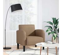 LoogCape Poltrona marrone cappuccino con braccioli in ecopelle, larghezza seduta 54 cm, con schiuma e molla, telaio in compensato per soggiorno, angolo lettura, zona TV, portata 110 kg