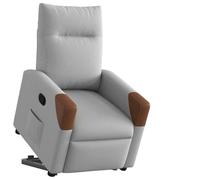 LoogCape Poltrona relax con supporto per alzarsi, in tessuto grigio nuvola, regolabile elettricamente con schienale, struttura in legno e metallo, comoda per soggiorno, camera e angolo lettura