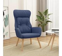 LoogCape Poltrona relax in tessuto blu con imbottitura in schiuma, struttura in metallo e gambe in legno di caucciù, 70 x 77 x 94 cm, sedia da soggiorno per angolo lettura, ufficio e camera degli