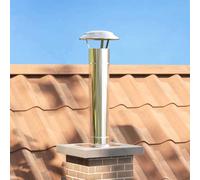 LoogCape Prolunga per caminetto, argento, 25 x 25 x 82 cm, in acciaio inox, resistente alle intemperie, per esterni, antipioggia, leggera, look moderno, facile da montare, accessorio per stufa