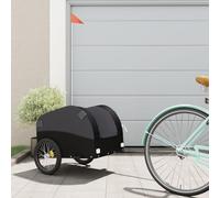 LoogCape Rimorchio Bici Nero 30kg Ferro con Timone Bandiera Sicurezza Pieghevole per Bambini Cani Carichi Trasporto Ciclismo Quotidiano Città Outdoor Viaggio