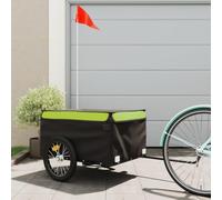 LoogCape Rimorchio Bici Nero e Verde 45kg Carico Massimo Ferro Robusto con Timone Bandiera Sicurezza Pioggia e Zanzariera per Trasporto Shopping Città Outdoor Viaggi Quotidiano