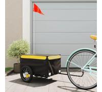 LoogCape Rimorchio per bicicletta nero giallo 30 kg ferro, robusto e pieghevole per città, shopping, ciclismo, outdoor, trasporto, sicurezza, bagagli, bambini, cane, carichi, accessori da viaggio