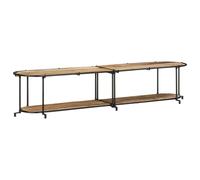 LoogCape Scaffale per TV, 200 x 42 x 40 cm, in legno di mango grezzo, con robusto telaio in ferro, per soggiorno, home theater e ufficio, con molto spazio per riporre oggetti, gestione dei cavi