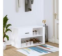LoogCape Scarpiera bianca lucida, 80 x 35 x 45 cm, in legno, con cassetto e porta, 2 scomparti, per corridoio, corridoio, guardaroba, scarpiera e panca