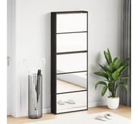 LoogCape Scarpiera con specchio, 5 scomparti pieghevoli, nero, 63 x 17 x 169,5 cm, salvaspazio, per corridoio, ingresso, scarpiera chiusa, per 15-20 paia