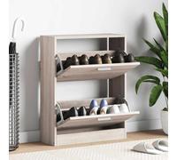 LoogCape Scarpiera in legno effetto quercia con 2 scarpiere, spazio stretto per corridoio e ingresso, salvaspazio con 2 scomparti, materiale in legno con lega di alluminio, per 12 paia di scarpe