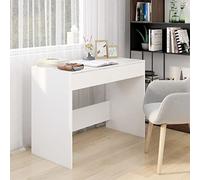LoogCape Scrivania bianca in legno 101 x 50 x 76,5 cm con 2 cassetti, tavolo da lavoro per computer portatile, PC, ufficio, casa, studio, gioco e ordine nella stanza