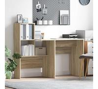 LoogCape Scrivania in rovere Sonoma, 131,5 x 50 x 106,5 cm, con spazio e 1 ripiano per computer, laptop, home office, ufficio, studio e ordine