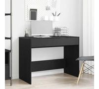 LoogCape Scrivania nera effetto rovere, 101 x 50 x 76,5 cm, in legno con 2 cassetti, per ufficio e casa, ordine sul posto di lavoro