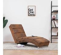 LoogCape Sedia a sdraio con chaise longue marrone effetto pelle scamosciata con funzione massaggiante, seduta ergonomica, schienale, funzione riscaldante, gambe in acciaio inox, per soggiorno, ufficio