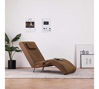 LoogCape Sedia a sdraio con cuscino, effetto camoscio marrone, per soggiorno e camera da letto, design ergonomico, comoda imbottitura, funzione riscaldante, massaggio, gambe stabili in acciaio