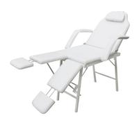 LoogCape Sedia cosmetica portatile bianca con schienale regolabile e poggiapiedi, in ecopelle, facile da trasportare, ideale per salone, benessere, massaggio, casa, ufficio, 185 x 78 x 76 cm