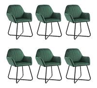LoogCape Sedie da sala da pranzo, 6 pezzi, in velluto verde, moderne Dining Chairs con braccioli, gambe in acciaio verniciato a polvere, comodo set per cucina e soggiorno, 61 x 61 x 84 cm