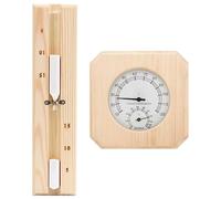 LoogCape Set 2 in 1 con igrotermografo e clessidra per sauna, in legno massello di pino, accessorio per sauna, monitoraggio della temperatura e dell'umidità, clessidra da 15 minuti, materiale naturale