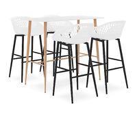 LoogCape Set da bar 5 pezzi bianco con tavolo da pranzo e panca per sala da pranzo moderna, set di mobili salvaspazio in legno e metallo, estensibile, con cuscino e schienale, ideale per cucina e