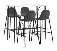 LoogCape Set da bar in tessuto grigio scuro con tavolo da pranzo per cucina moderna, set di mobili salvaspazio con braccioli, schienale, sgabelli, tovaglietta