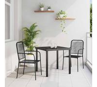 LoogCape Set da pranzo da giardino, 3 pezzi, in acciaio verniciato a polvere, colore nero, per balcone e terrazza, resistente ai raggi UV, durevole per la primavera ed l'estate