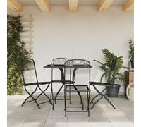 LoogCape Set da pranzo da giardino, 5 pezzi, con griglia allungata, tavolo da giardino in metallo, 80 x 80 cm, sedie pieghevoli per terrazza, balcone, esterni, robusto set di mobili per esterni