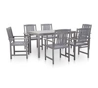 LoogCape Set da pranzo da giardino, 7 pezzi, grigio, in legno di acacia massiccio, 140 x 80 cm, tavolo da pranzo con 6 sedie, ideale per terrazza, balcone e giardino, resistente alle intemperie