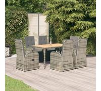 LoogCape Set da pranzo da giardino con poltrone regolabili, grigio polyrattan, resistente alle intemperie, per terrazza, balcone e giardino, incluso cuscino comodo