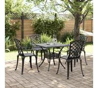 LoogCape Set da pranzo da giardino in alluminio pressofuso, resistente alle intemperie, antiruggine, per terrazza, balcone, veranda, giardino, con foro per ombrellone incluso