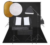 LoogCape Set da studio fotografico con illuminazione, softbox, sfondo, riflettori e treppiede, per fotografia professionale di ritratti e di prodotti in studio domestico o vlog streaming, luci LED