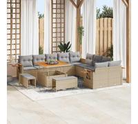 LoogCape Set di 13 divani da giardino con cuscino, beige grigio chiaro, in rattan e acciaio, resistente ai raggi UV, per terrazza e giardino, lussuoso salotto all'aperto
