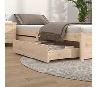 LoogCape Set di 2 cassetti per letto in legno di pino massiccio, per camera da letto, adatti per letti matrimoniali e singoli, aspetto rustico, ruote scorrevoli, adatti per bambini e ospiti