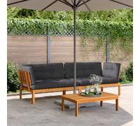LoogCape Set di 2 divani angolari da giardino in pallet in legno massello di acacia con cuscini, modulari idrorepellenti, per terrazza, balcone e giardino, robusti e durevoli