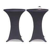 LoogCape Set di 2 fodere elastiche per tavolo alto, 60 cm, colore antracite, facile da pulire, per feste, matrimoni, banchetti, protezione versatile per mobili, adatto a tutti i tavoli, lavabile a 40
