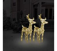 LoogCape Set di 2 renne a LED, luce bianca calda, 80 LED, in acrilico, resistente alle intemperie, decorazione natalizia per giardino, balcone, terrazza, con 8 effetti di luce e cavo di prolunga da 5