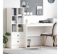 LoogCape Set di 2 scrivanie con cassetti, in legno, 145,5 x 50 x 127 cm, per computer, laptop, PC, con vano portaoggetti, ripiani per ufficio, casa