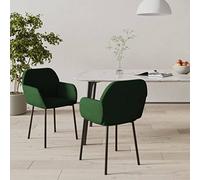 LoogCape Set di 2 sedie da pranzo in velluto verde scuro, gambe in metallo, design moderno, comoda imbottitura, per cucina e soggiorno