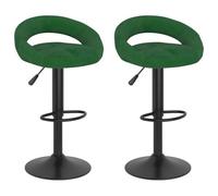 LoogCape Set di 2 sgabelli da bar in velluto verde scuro, regolabili in altezza, girevoli, con poggiapiedi, in acciaio verniciato a polvere, 45 x 43 cm, da 75 a 97 cm